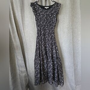 Le Ragazze Womens Tiered Black Micro Floral Maxi Dres Size XS Ruffle Romantic